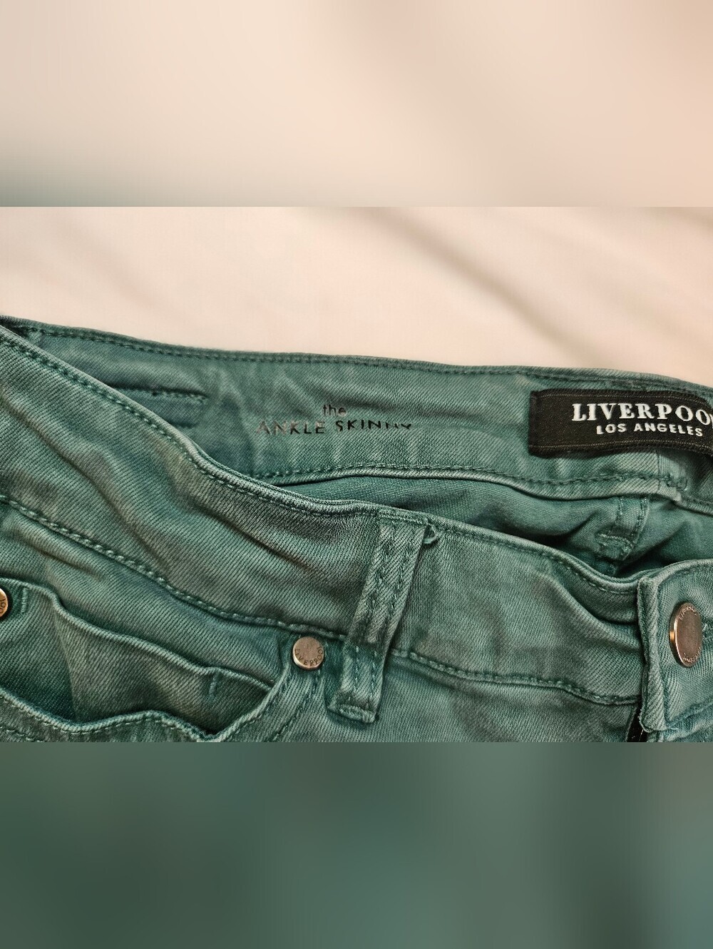 Liverpool Los Angeles Womens Green Mid-Rise Denim 4 Pocket Skinny Jeans Size 6 - Picture 4 of 16